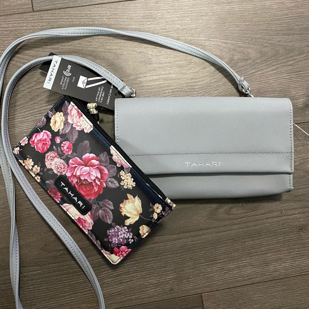 Tahari Gray crossbody purse